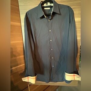 Burberry Dark Blue Casual Button-Down Shirt